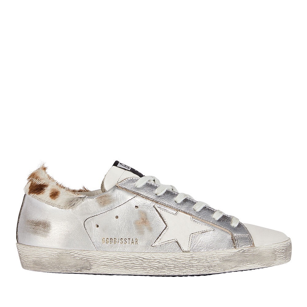 Golden goose superstar size 10 silver metallic with calf skin